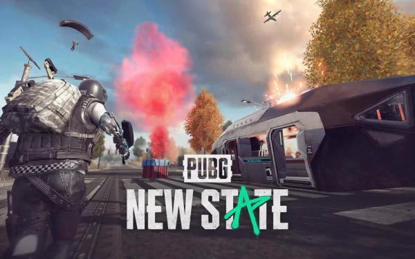 HD wallpaper featuring PUBG New State game with armored character and dynamic combat scene for desktop background.