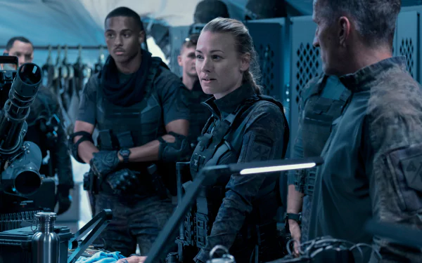 Keith Powers Yvonne Strahovski movie The Tomorrow War HD Desktop Wallpaper | Background Image