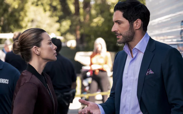 Tom Ellis Lucifer Morningstar Lauren German Chloe Decker TV Show Lucifer HD Desktop Wallpaper | Background Image