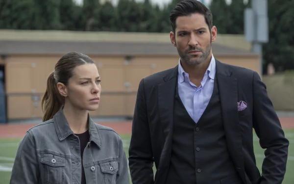 Tom Ellis Lucifer Morningstar Lauren German Chloe Decker TV Show Lucifer HD Desktop Wallpaper | Background Image