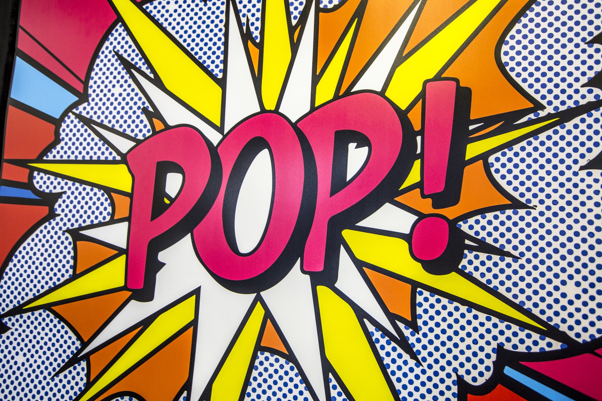 Colorful HD pop art desktop wallpaper featuring a vibrant 'POP!' comic book explosion design for a fun background.