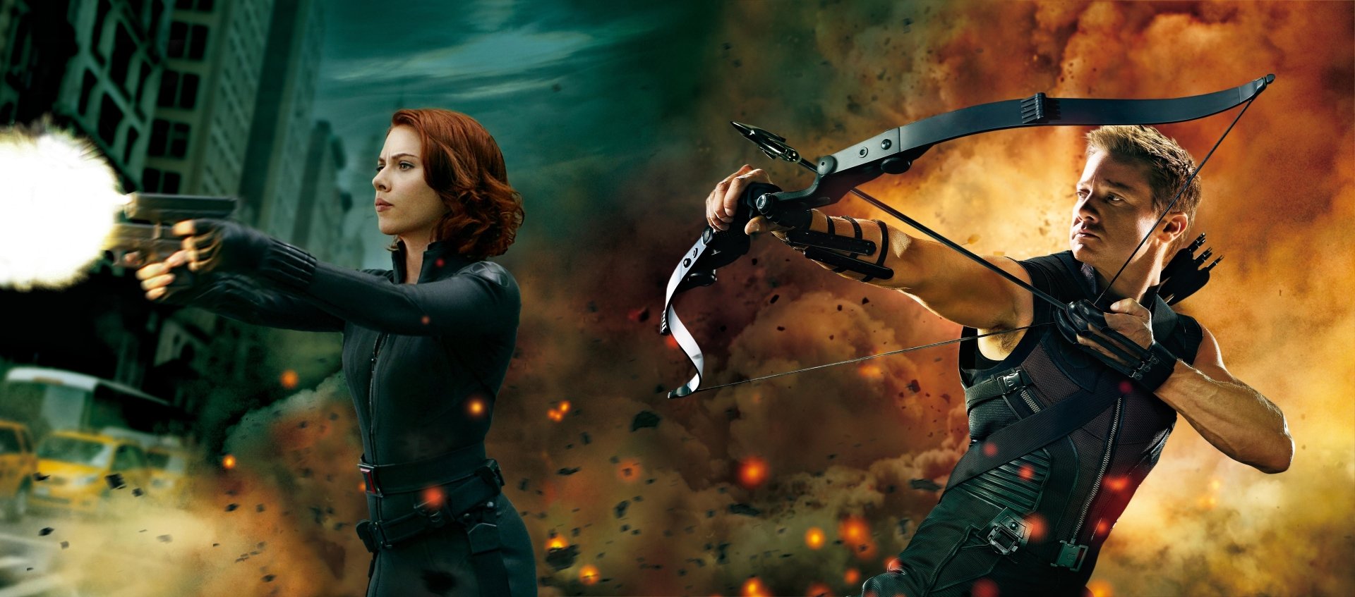 Download Natasha Romanoff Clint Barton Jeremy Renner Scarlett Johansson  Hawkeye Black Widow Movie Avengers 4k Ultra HD Wallpaper, image size:1920x847