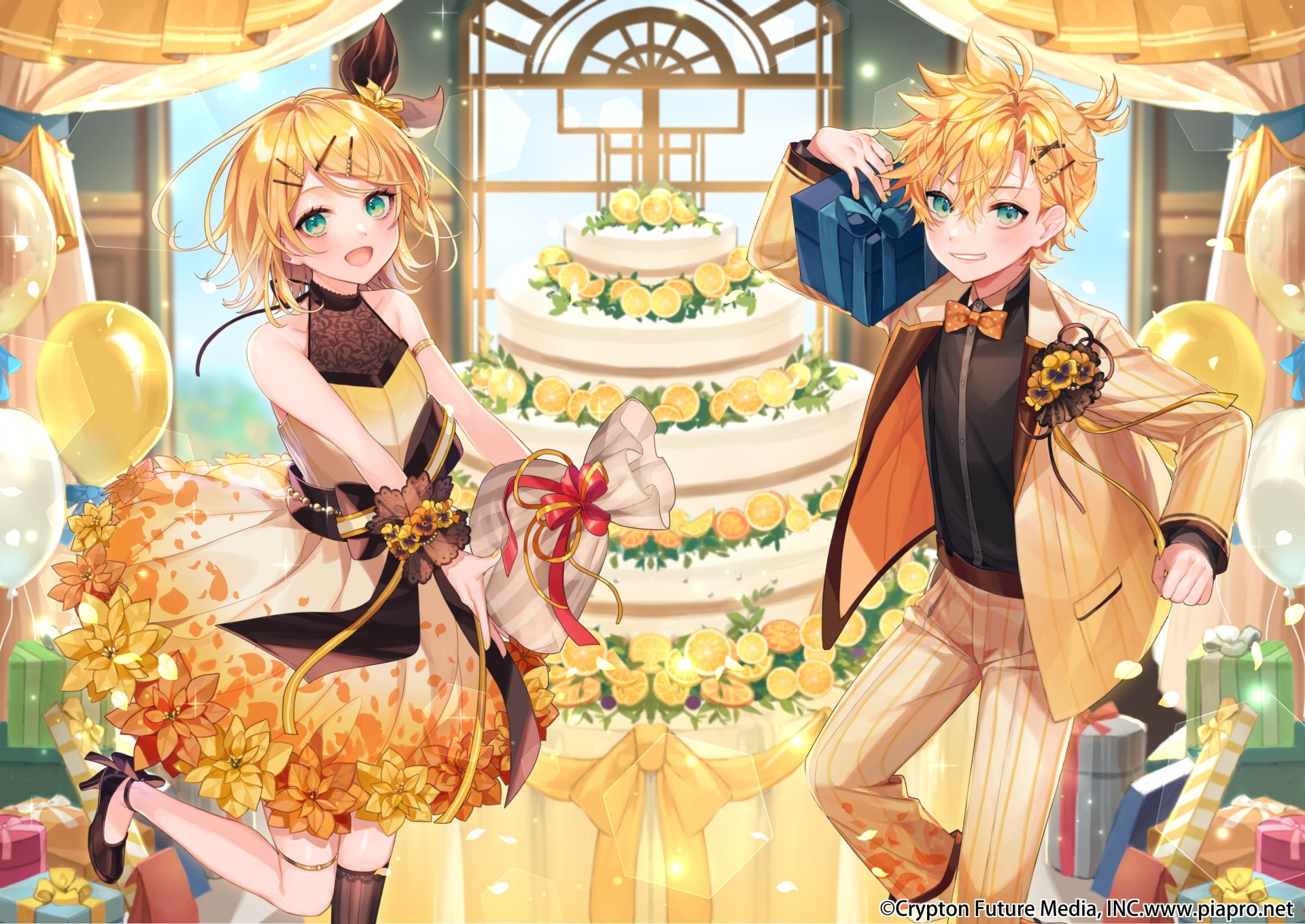 Download Blonde Rin Kagamine Len Kagamine Anime Vocaloid HD Wallpaper by しのたろう