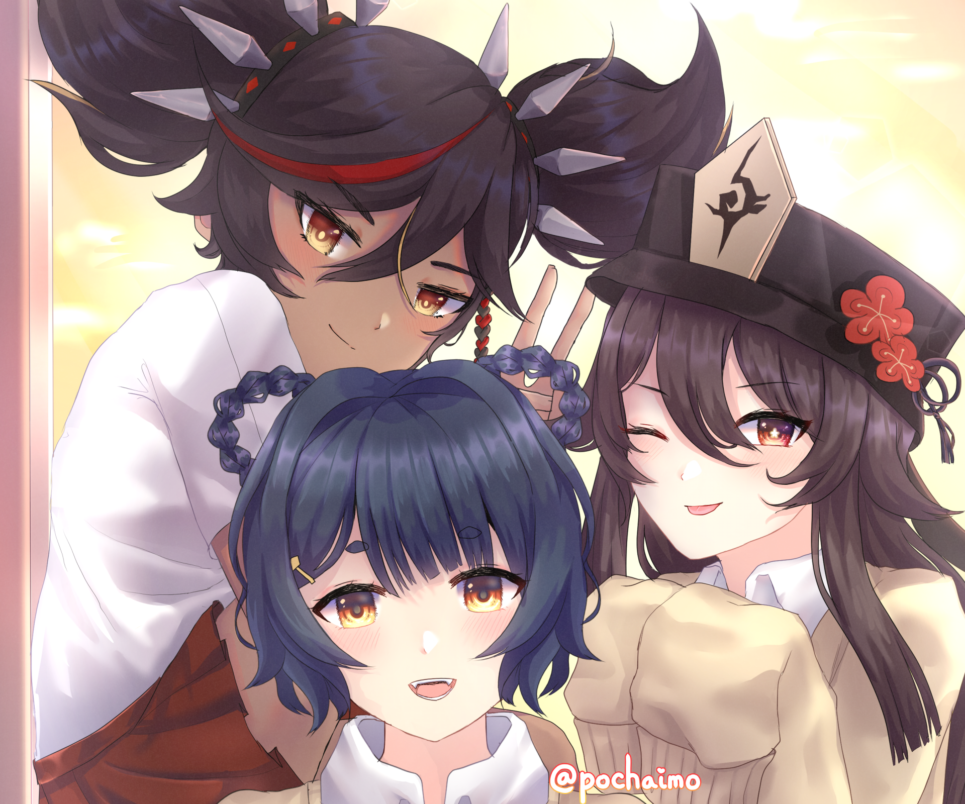 Download Yanfei (Genshin Impact) Hu Tao Xinyan (Genshin Impact) Video Game Genshin Impact HD Wallpaper by Pochaimo