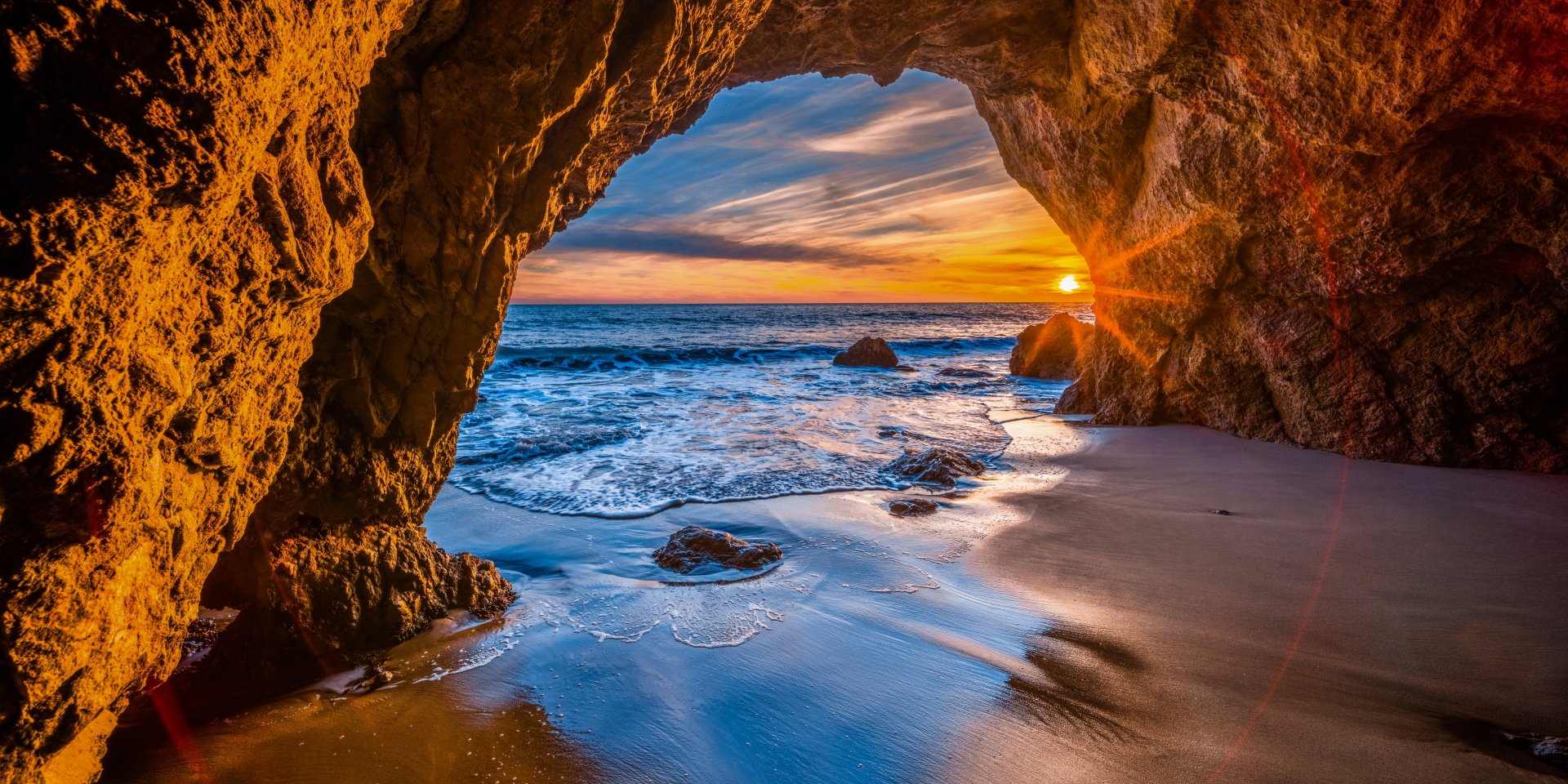 Download Cave Horizon Nature Sunrise 4k Ultra HD Wallpaper