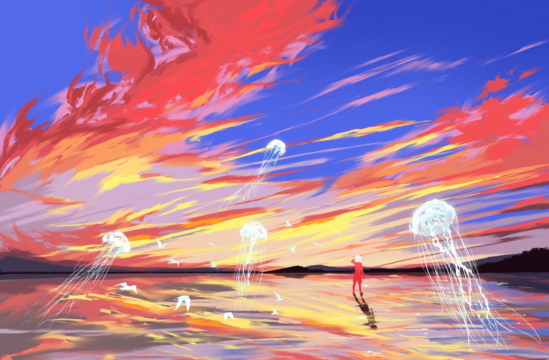 Download Sky Jellyfish Anime Boy Anime Boy Sky Anime 4k Ultra HD Wallpaper by Fangpeii