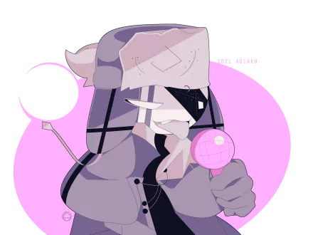 4K Ultra HD PC desktop wallpaper featuring a stylized, anime-inspired character from the video game Friday Night Funkin', holding a lollipop against a pink background.