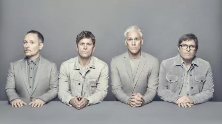 Matchbox Twenty band members posing in a cohesive gray-toned setting for an HD desktop wallpaper and background.