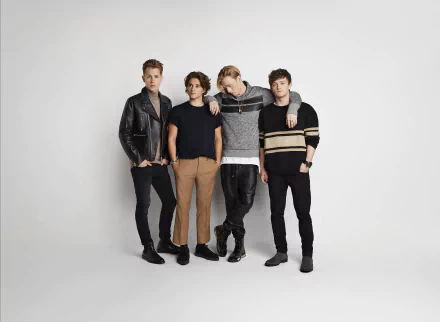 HD desktop wallpaper featuring The Vamps standing together against a white background.
