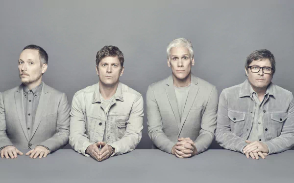 Matchbox Twenty band members posing in a cohesive gray-toned setting for an HD desktop wallpaper and background.