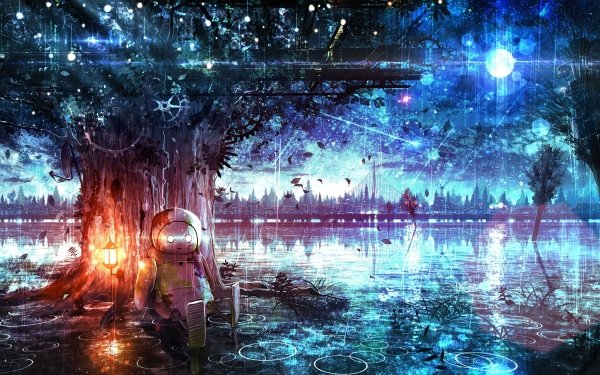 Sci Fi Robot Rain Tree HD Wallpaper | Background Image