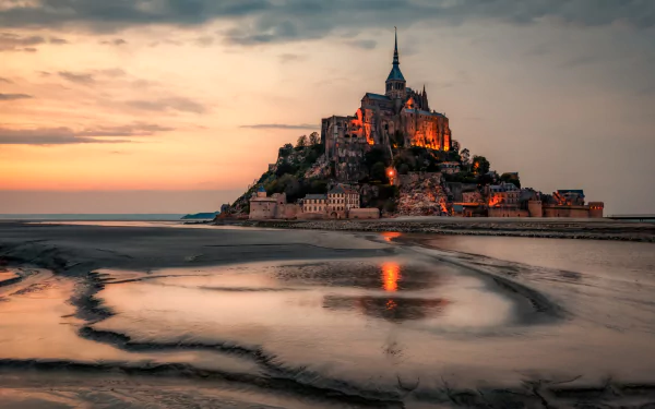 monastery France religious Mont Saint- Michel HD Desktop Wallpaper | Background Image