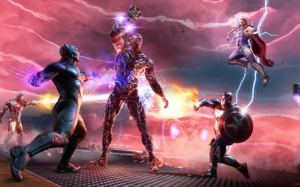 Captain America Thor Iron Man Black Panther (Marvel Comics) video game Marvel's Avengers HD Desktop Wallpaper | Background Image