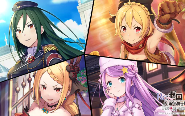 Priscilla Barielle Felt (Re:ZERO) Crusch Karsten Anastasia Hoshin video game Re:ZERO -Starting Life in Another World- Forbidden Book and the Mysterious Spirit HD Desktop Wallpaper | Background Image