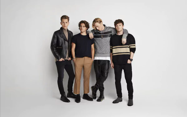 HD desktop wallpaper featuring The Vamps standing together against a white background.