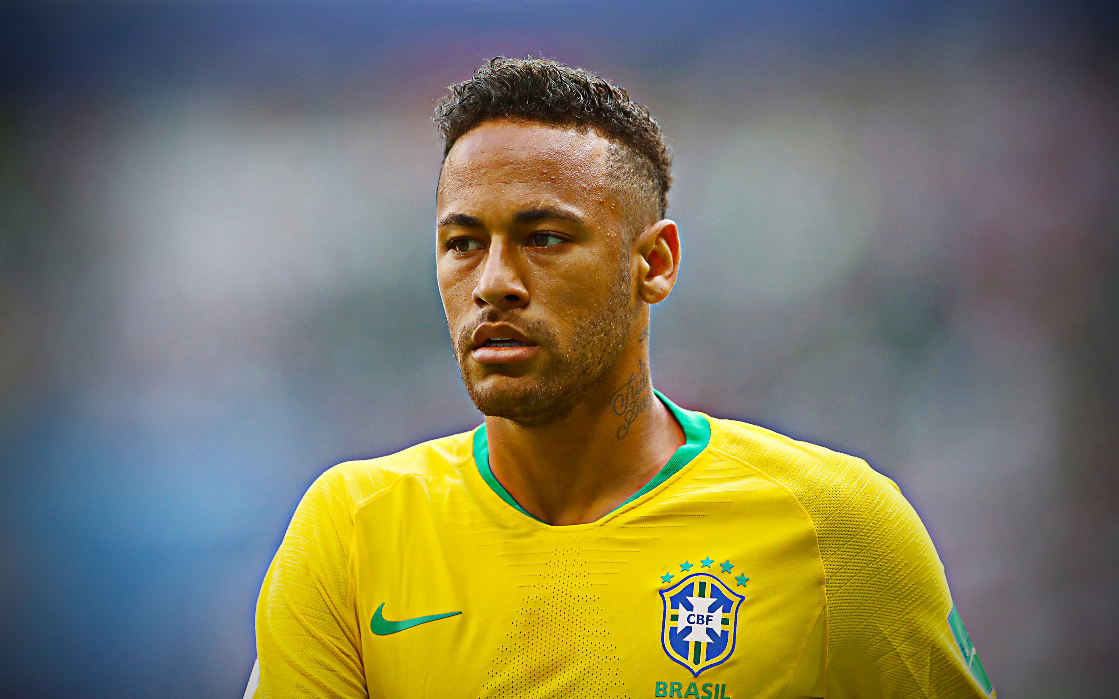 Neymar JR with Brazilian yellow green number 10 jersey 4K wallpaper download