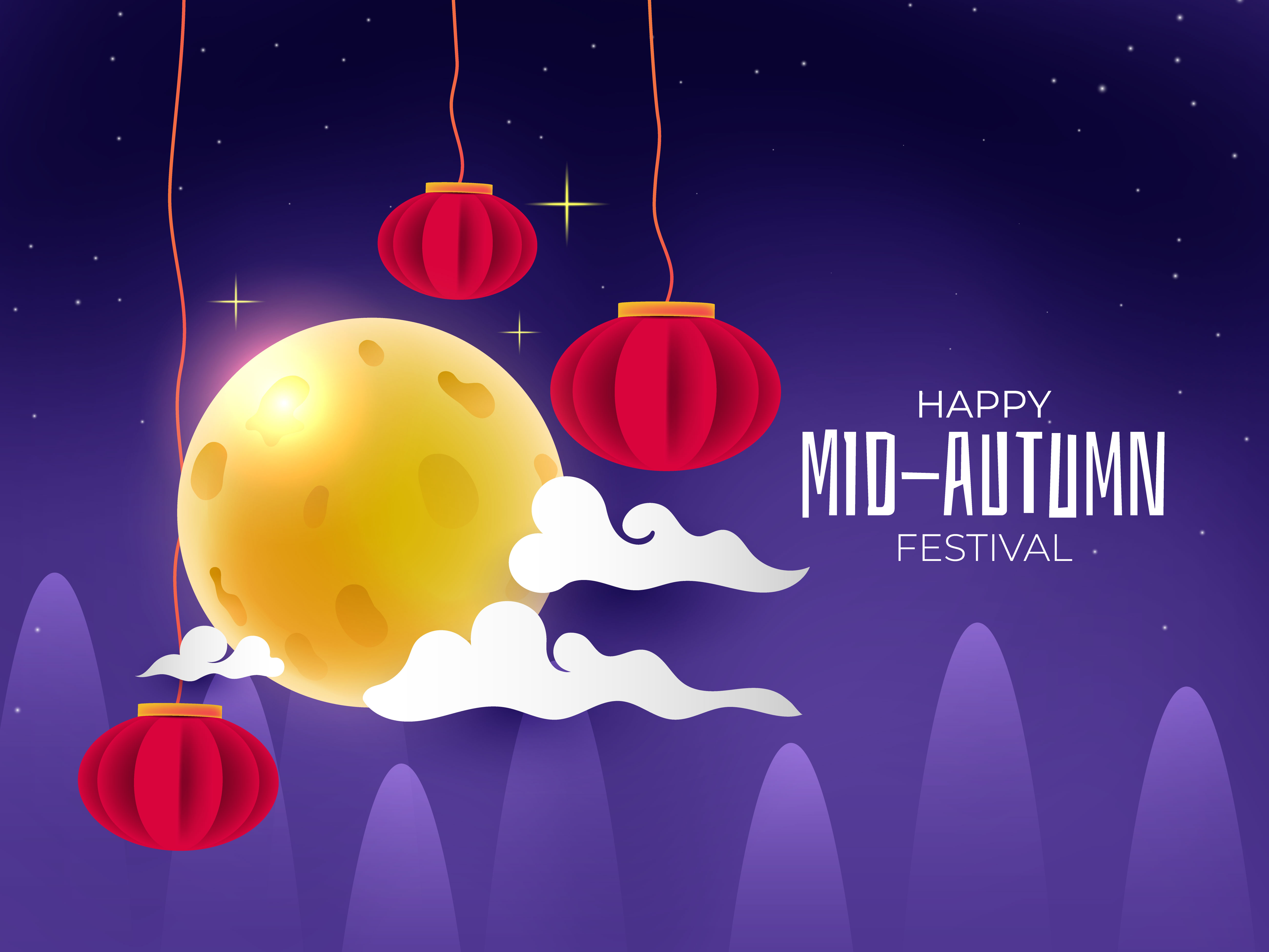 Mid Autumn Lantern Festival Vector Background with Moon Cake and Chinese  Lanterns. Translation: Happy Mid Autumn Festival on Stock Vector -  Illustration of cultural, idea: 75125407