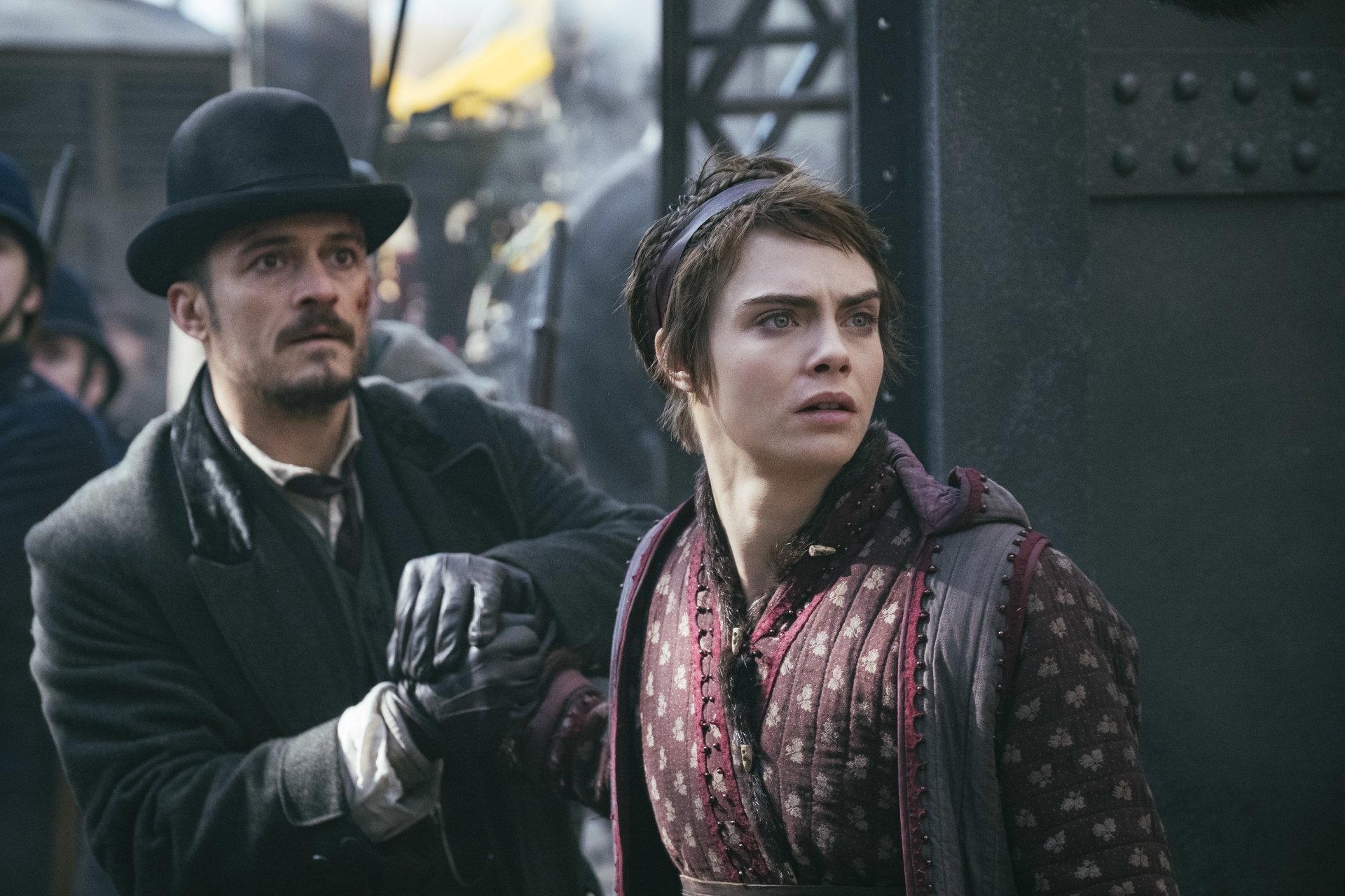 Download Vignette Stonemoss Rycroft Philostrate Cara Delevingne Orlando Bloom TV Show Carnival Row 4k Ultra HD Wallpaper