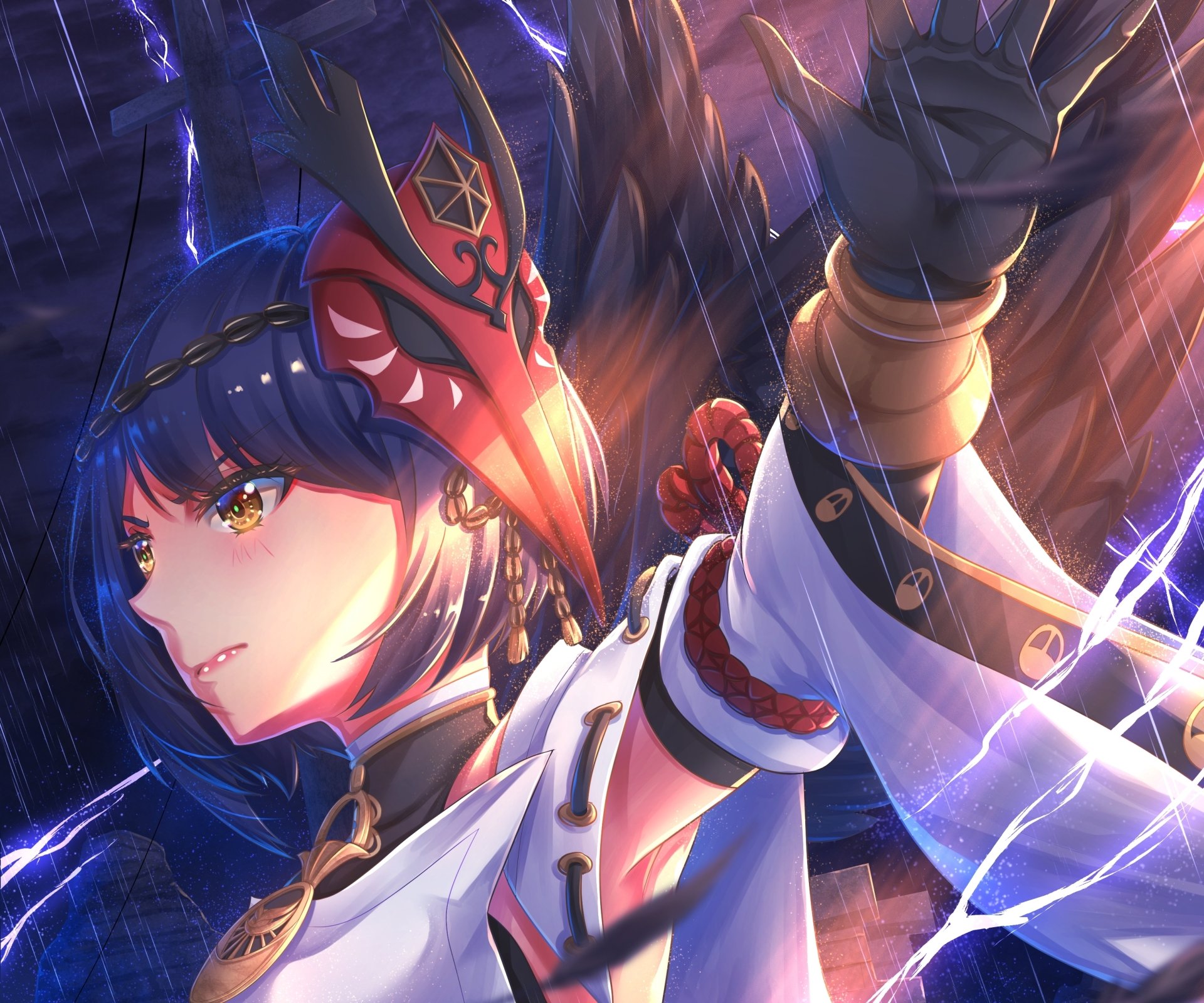 Download Kujou Sara Video Game Genshin Impact HD Wallpaper by Zephx