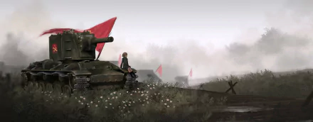 KV-2 tank Anime Girls und Panzer HD Desktop Wallpaper | Background Image