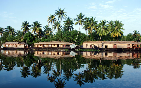  Houseboats in the backwaters in Alappuzha, Kerala, India by Martin Harvey