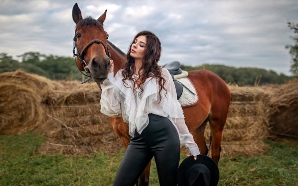Women Model Mood Brunette Horse HD Wallpaper | Background Image