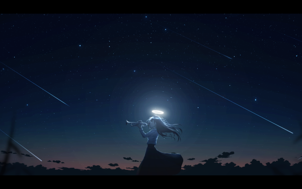 Anime Girl Sky Starry Sky Night HD Wallpaper | Background Image