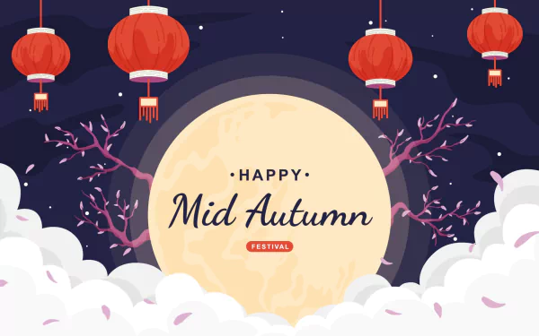 Moon Festival holiday Mid-Autumn Festival HD Desktop Wallpaper | Background Image
