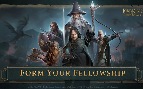 Gimli Legolas Aragon Gandalf video game The Lord of the Rings: Rise to War HD Desktop Wallpaper | Background Image