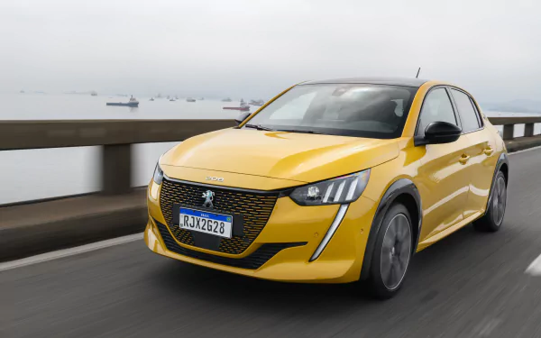 supermini electric car vehicle Peugeot e-208 GT HD Desktop Wallpaper | Background Image