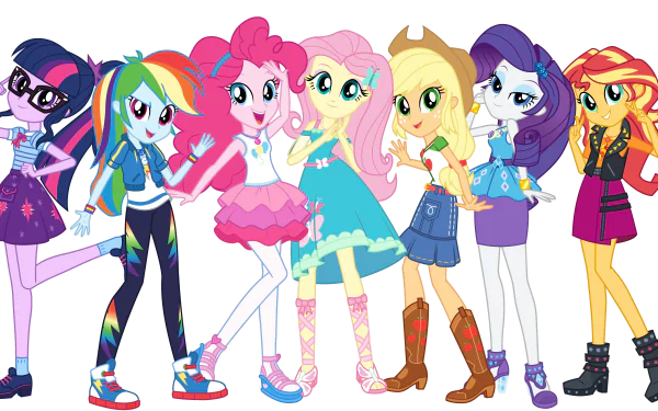 Sunset Shimmer Rarity (My Little Pony) Applejack (My Little Pony) Fluttershy (My Little Pony) Pinkie Pie Rainbow Dash Sci-Twi (My Little Pony) TV Show My Little Pony: Equestria Girls HD Desktop Wallpaper | Background Image