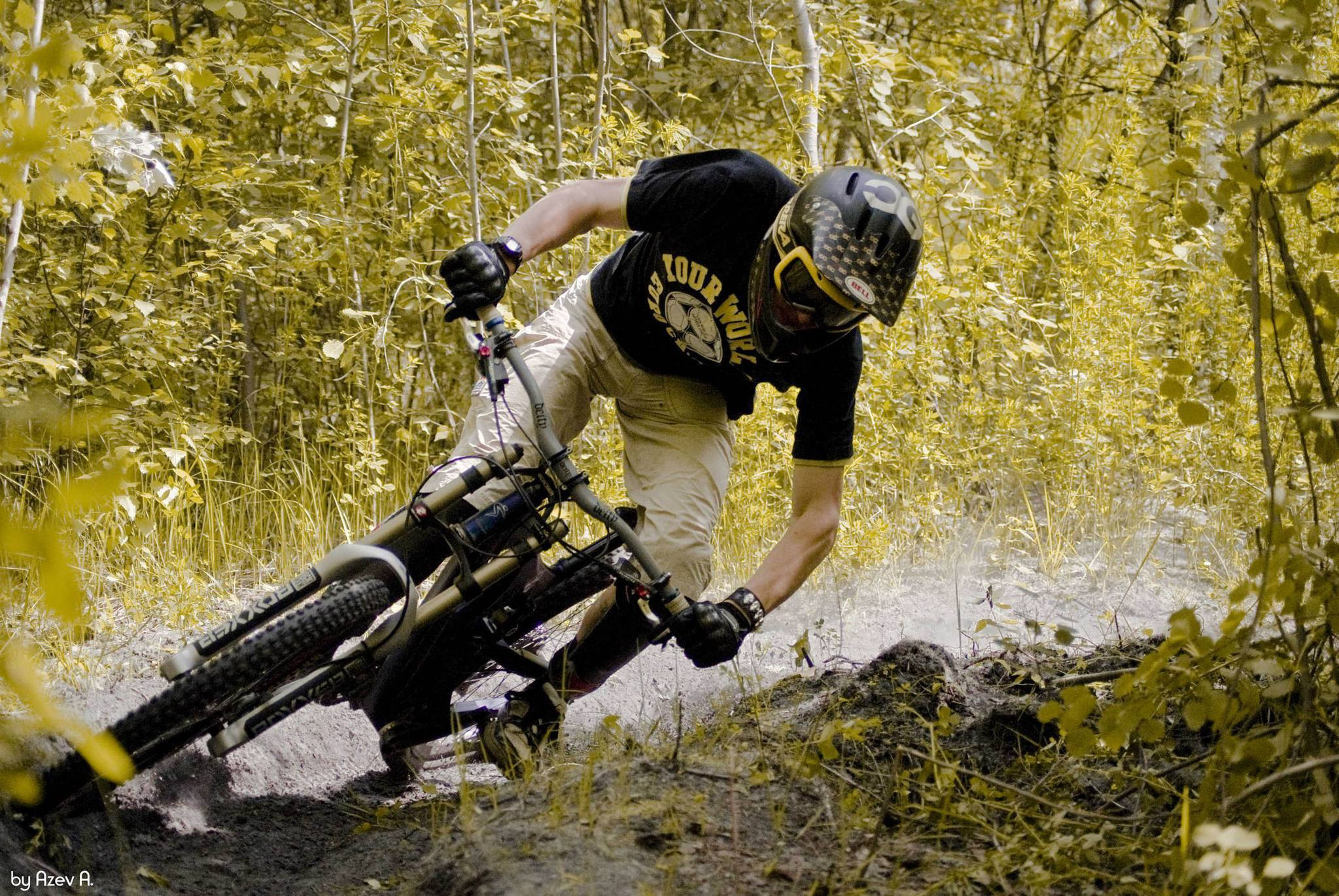Mountain bike racing on a thrilling sports trail.