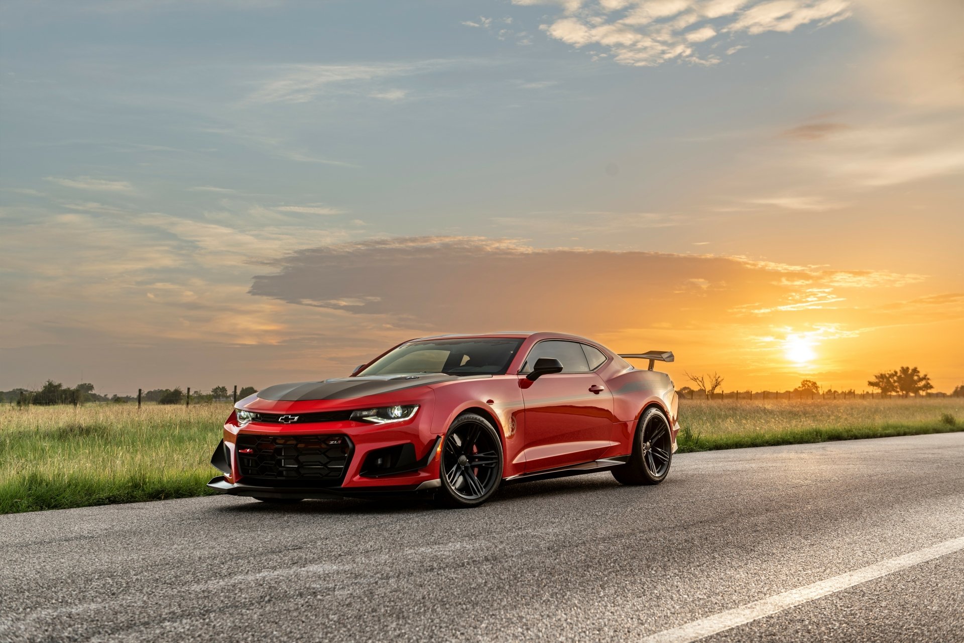 Download Sunset Supercar Muscle Car Vehicle Chevrolet Camaro ZL1 4k Ultra HD Wallpaper