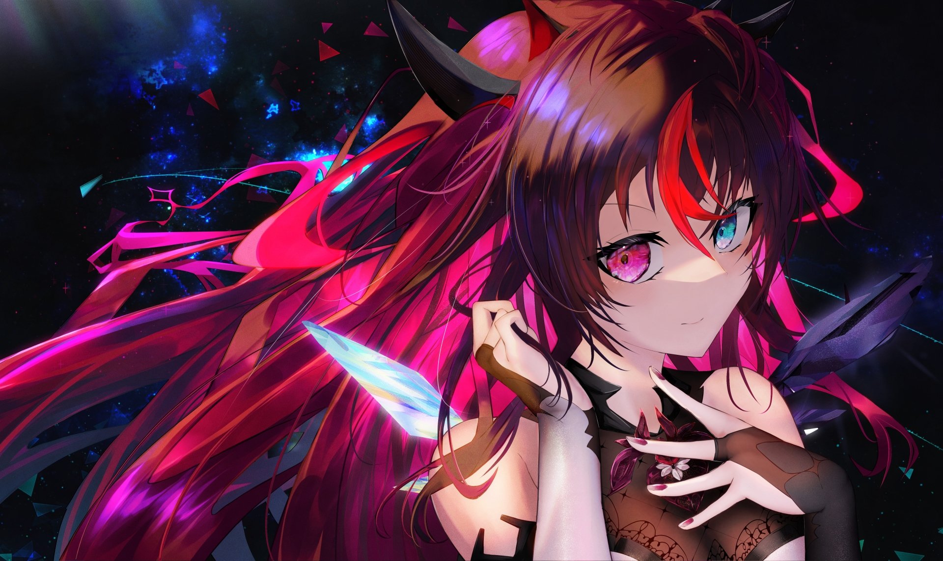 Download Red Hair Long Hair Heterochromia Anime Girl Anime Girl 4k Ultra HD Wallpaper