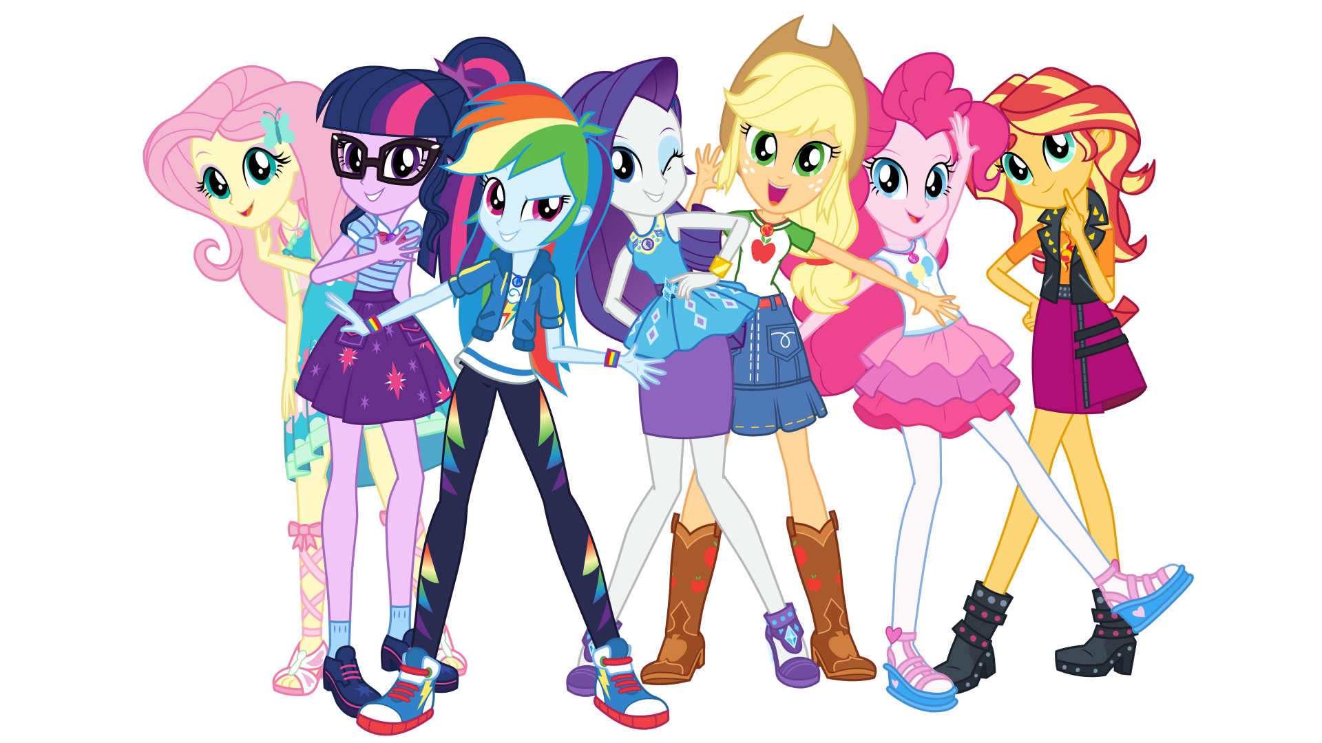 Download Pinkie Pie Sunset Shimmer Applejack (My Little Pony) Fluttershy (My Little Pony) Rarity (My Little Pony) Rainbow Dash Sci-Twi (My Little Pony) TV Show My Little Pony: Equestria Girls 8k Ultra HD Wallpaper