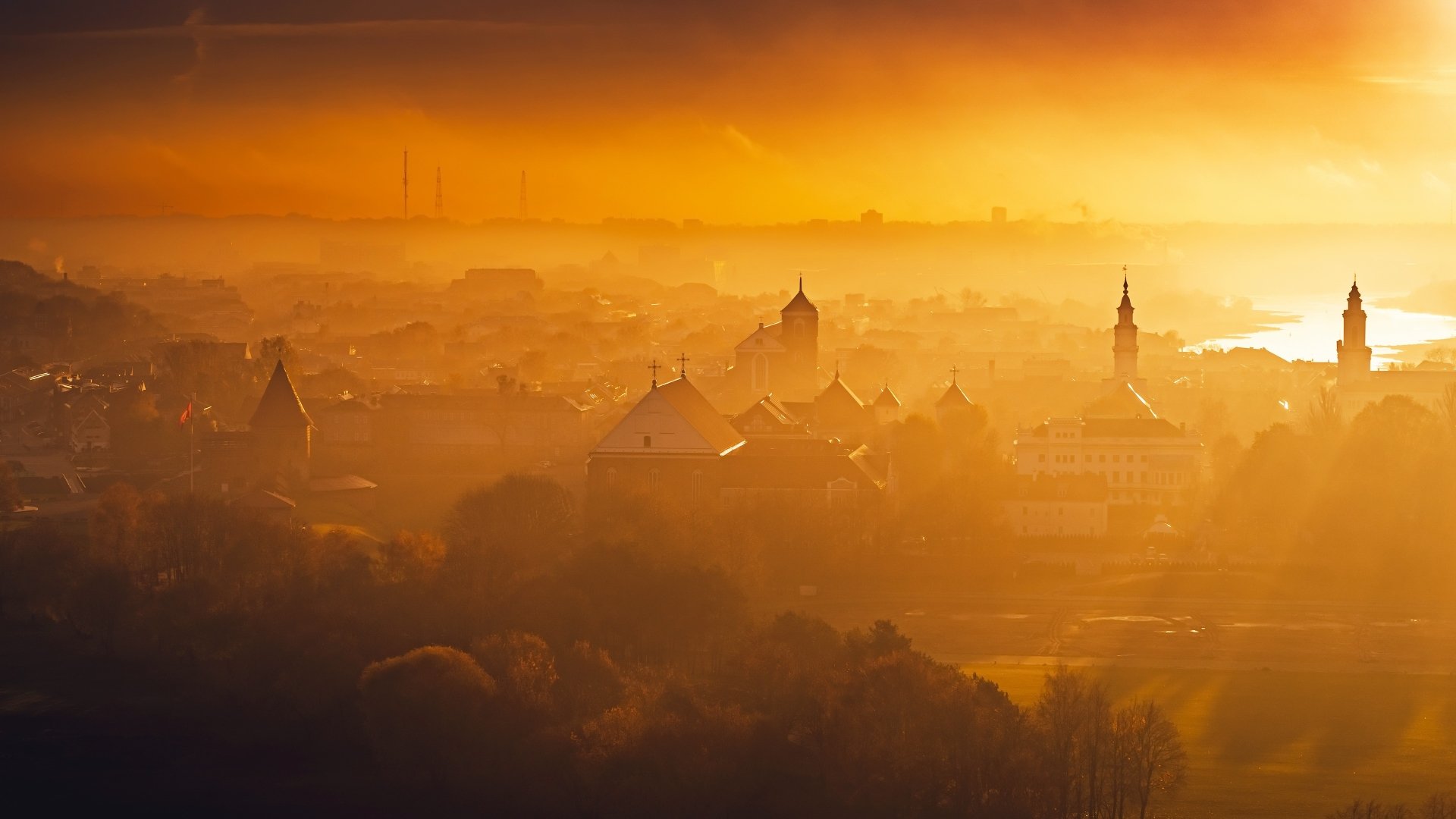 Download Sunrise Lithuania Morning Man Made Kaunas  4k Ultra HD Wallpaper