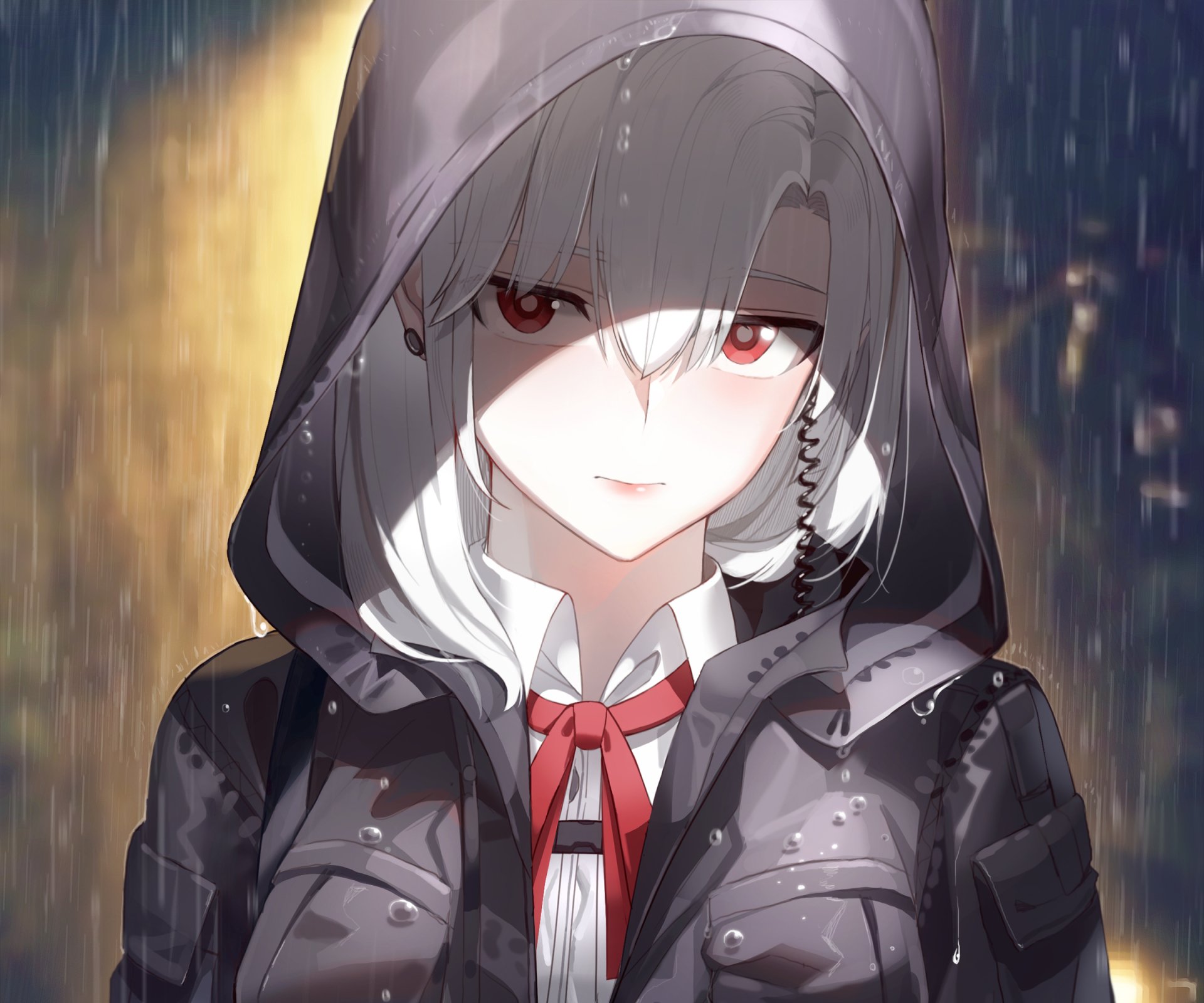 Download Rain Red Eyes Anime Girl Anime Girl Rain Anime HD Wallpaper by KFRworks