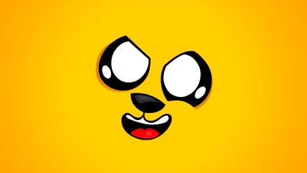 Bright yellow Mikecrack cartoon face with big glossy eyes, black nose and red smiling mouth — video game themed 4K Ultra HD PC desktop wallpaper/background.