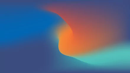 Abstract 8K Ultra HD desktop wallpaper featuring smooth light curves and vibrant gradient colors blending blue, orange, and teal tones.