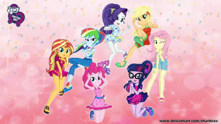 Fluttershy (My Little Pony) Applejack (My Little Pony) Rarity (My Little Pony) Rainbow Dash Sunset Shimmer Pinkie Pie Sci-Twi (My Little Pony) movie My Little Pony: Equestria Girls - Spring Breakdown HD Desktop Wallpaper | Background Image