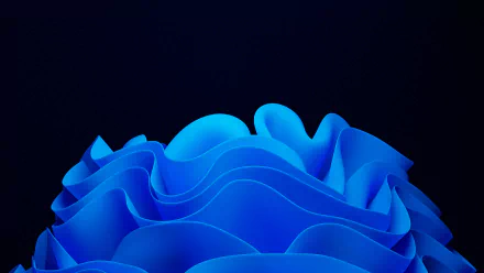 Abstract blue wave shapes on a dark background, representing a 4K Ultra HD Windows 11 technology desktop wallpaper.