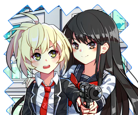 Mayuko Nise Yuri Honjo Anime High-Rise Invasion HD Desktop Wallpaper | Background Image