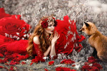 redhead red dress fox woman model HD Desktop Wallpaper | Background Image