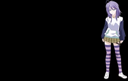 Mizore Shirayuki from Rosario + Vampire stands confidently in this HD desktop wallpaper, showcasing her distinctive style and vibrant character in an anime-inspired design.