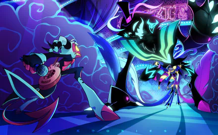 Moxxie (Helluva Boss) Fizzarolli (Helluva Boss) Asmodeus (Helluva Boss) TV Show helluva boss HD Desktop Wallpaper | Background Image