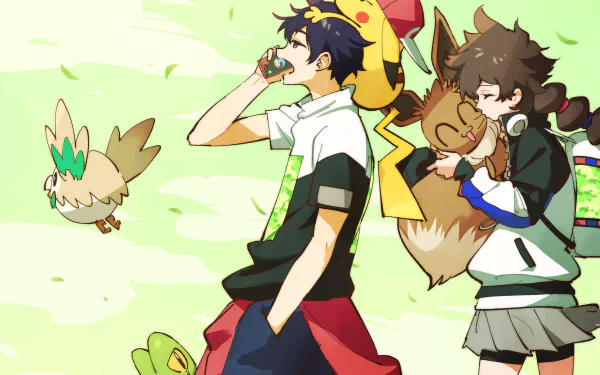 Treecko (Pokémon) Rowlet (Pokémon) Eevee (Pokémon) Pikachu Anime Pokémon HD Desktop Wallpaper | Background Image