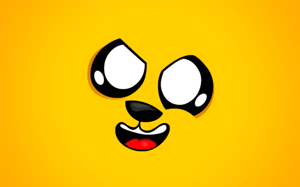 Bright yellow Mikecrack cartoon face with big glossy eyes, black nose and red smiling mouth — video game themed 4K Ultra HD PC desktop wallpaper/background.