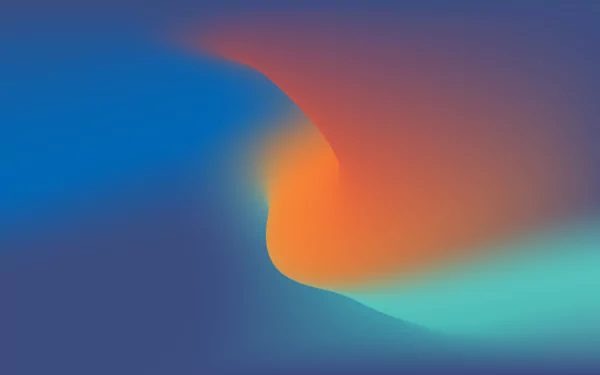 Abstract 8K Ultra HD desktop wallpaper featuring smooth light curves and vibrant gradient colors blending blue, orange, and teal tones.