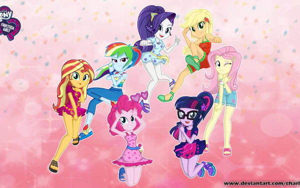 Fluttershy (My Little Pony) Applejack (My Little Pony) Rarity (My Little Pony) Rainbow Dash Sunset Shimmer Pinkie Pie Sci-Twi (My Little Pony) movie My Little Pony: Equestria Girls - Spring Breakdown HD Desktop Wallpaper | Background Image