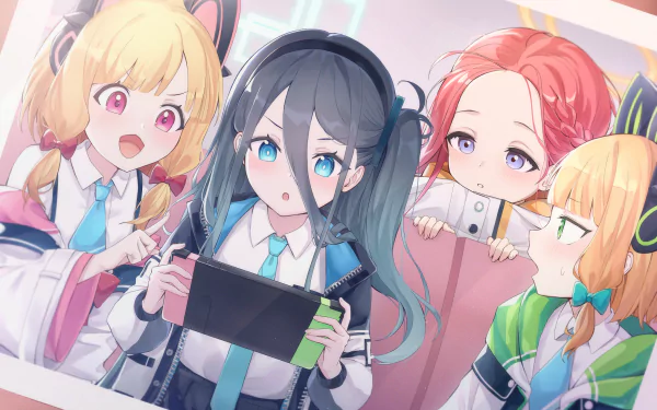 Tendou Arisu Saiba Momoi Saiba Midori Hanaoka Yuzu video game Blue Archive HD Desktop Wallpaper | Background Image